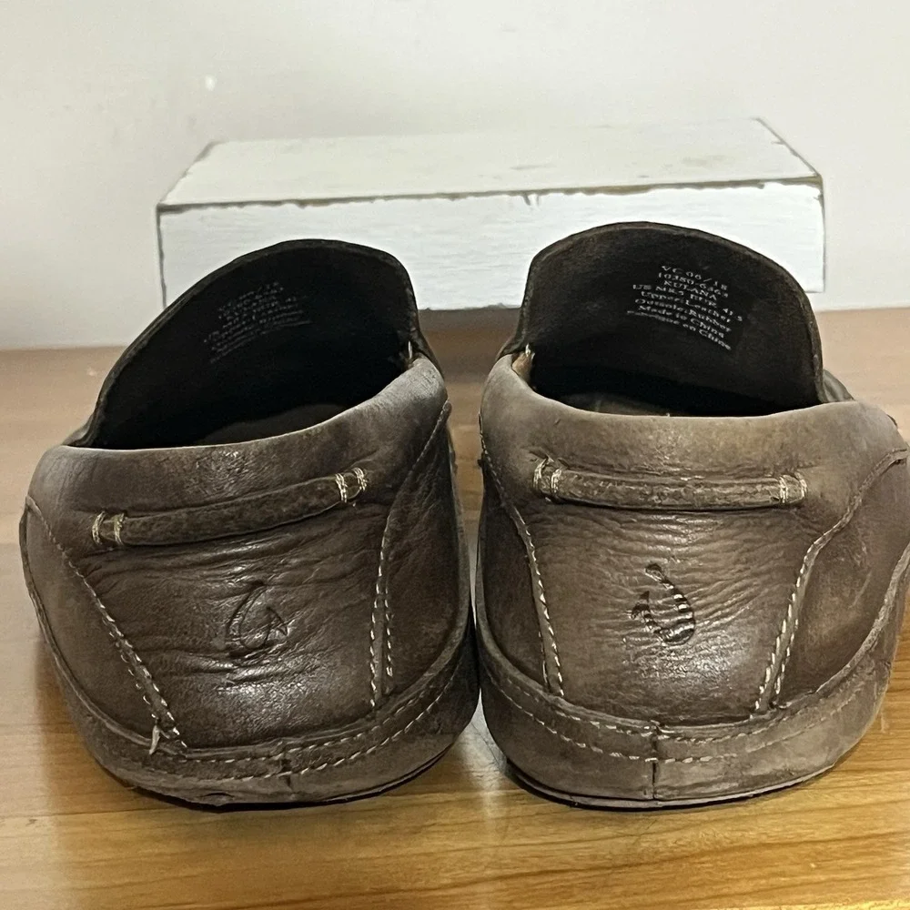 Olukai Kulana Men's Leather Loafers Driving Shoes in Brown Size 8.5 Casual Comfy